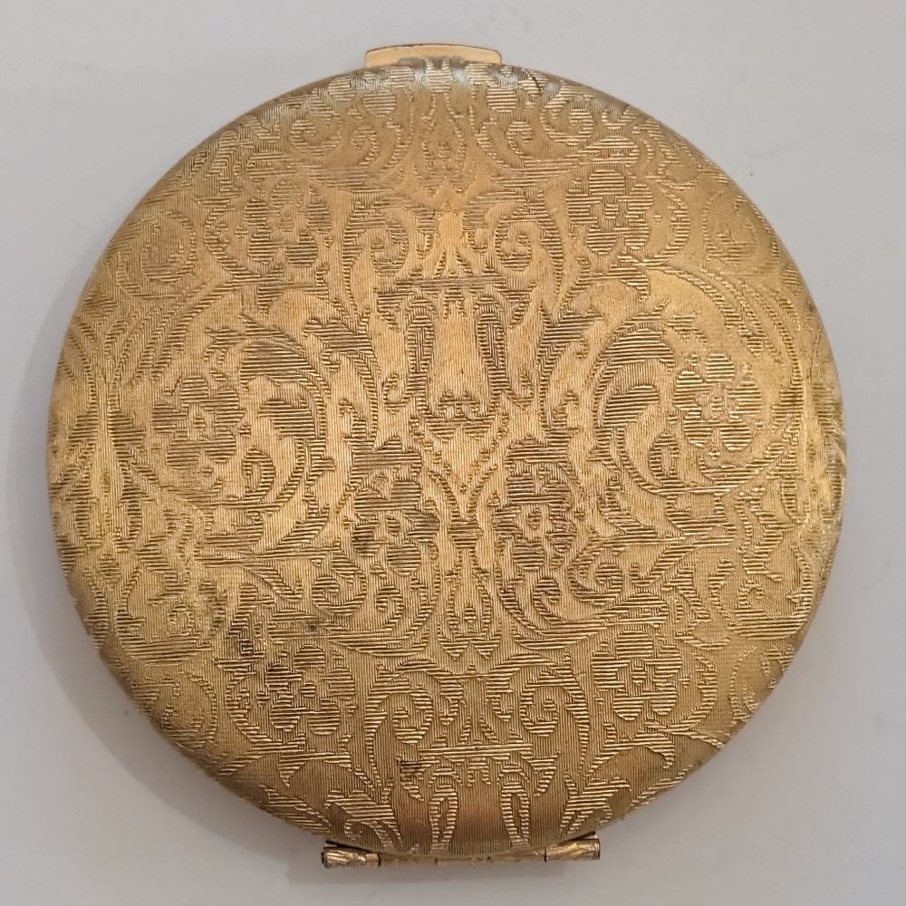 Vintage Mid-Century Princess Marcella Borghese Floral Gold Powder Compact